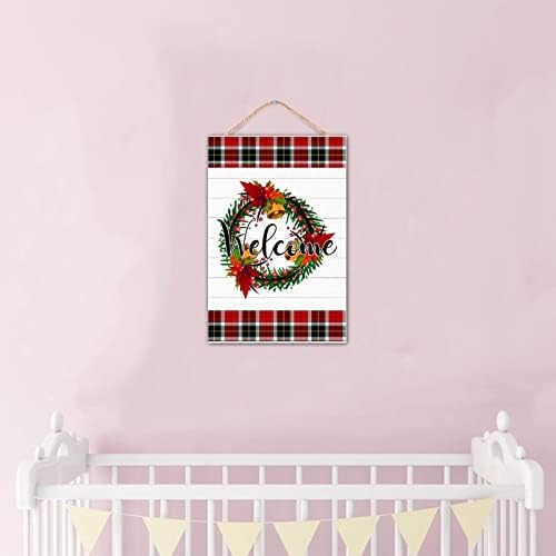 Winter Door Hanger Wreath Front Door Sign Farmhouse Porch Decor