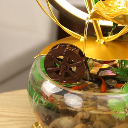 Modern Lotus Leaf Tabletop Fountain with LED Light and Decorative Butterfly