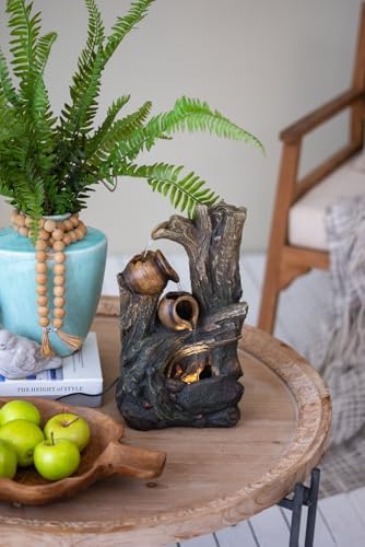 Rustic Broken Pot Water Fountain with LED Light