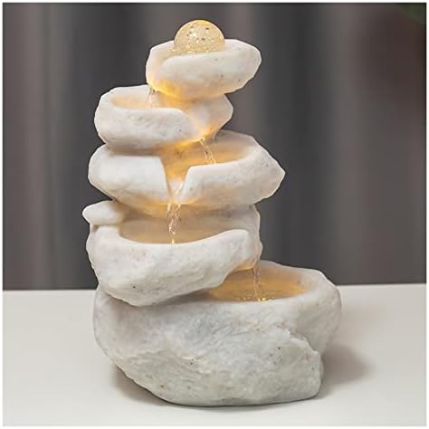 WAOCEO Tabletop Fountain with LED Lights and Soothing Water Sound