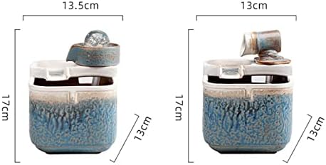 EVSER Indoor Tabletop Fountain Ceramic Brown Brass Water Fountain for Office Home Bedroom Desk Decoration