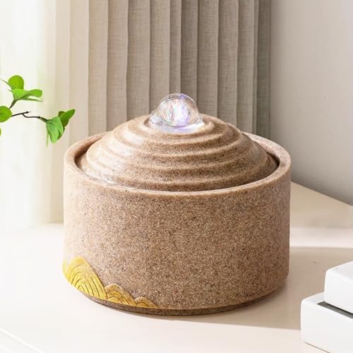 White Sandstone Tabletop Fountain for Home Office Decor