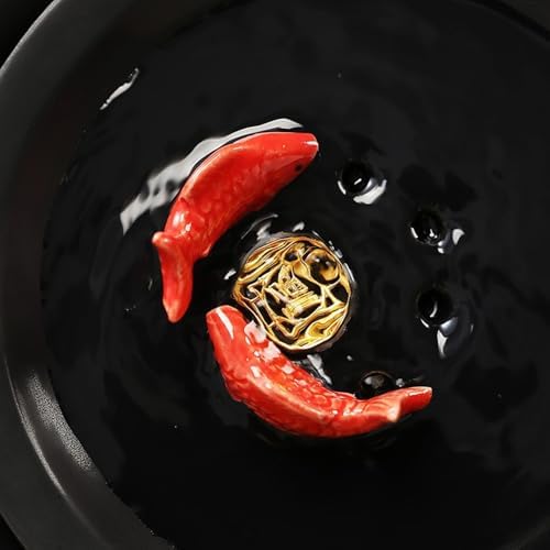 White Tabletop Ceramic Water Fountain with Goldfish