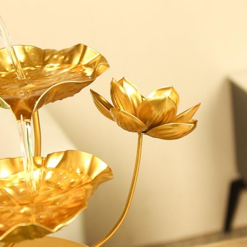 Modern Lotus Leaf Tabletop Fountain with LED Light and Butterfly Design