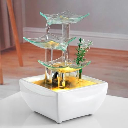 Circular Tabletop Fountain with Ceramic Base