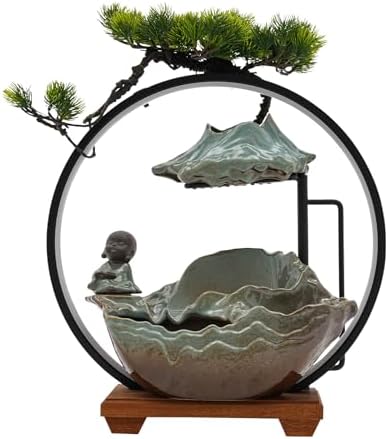 Little Monk Waterfall Indoor Fountain with LED Light and Mist
