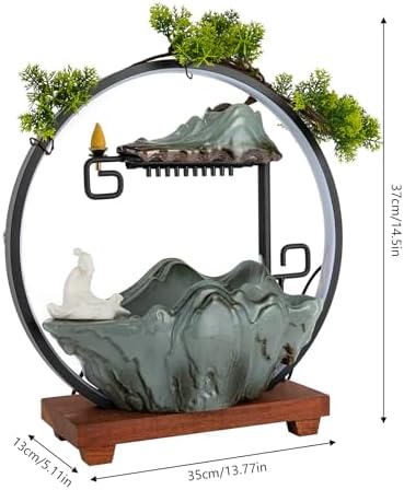 Indoor Tabletop Fountain with People Statue and LED Light