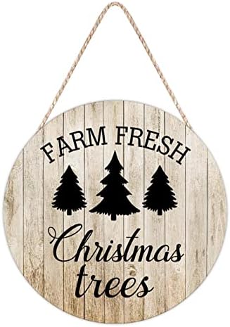 Farmhouse Door Hanger 12x12in Wood Wreath Sign Funny Holiday Decor