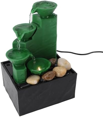 Tabletop Fountain Ornament with LED Light Emerald Green