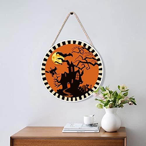 Happy Halloween Wood Sign Door Hanger 10x10in