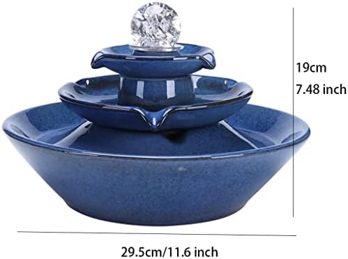 Ceramic Tabletop Fountain 3-Tier Waterfall for Home Office Bedroom