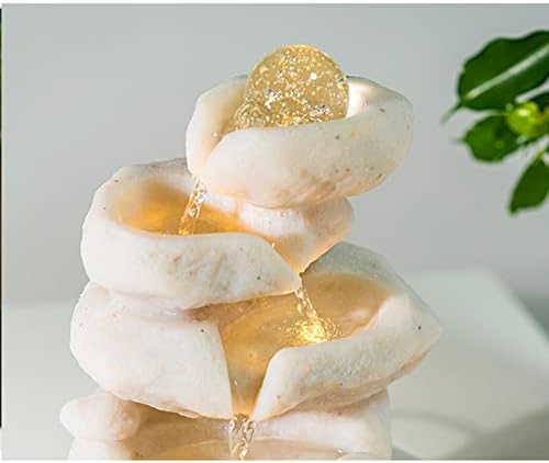 WAOCEO Tabletop Fountain with LED Lights and Soothing Water Sound