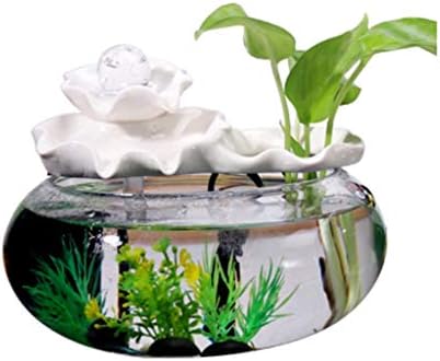White Tabletop Fountain with Lotus Design for Home Decor