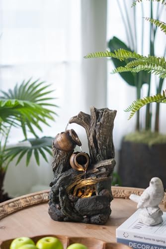 Rustic Broken Pot Water Fountain with LED Light