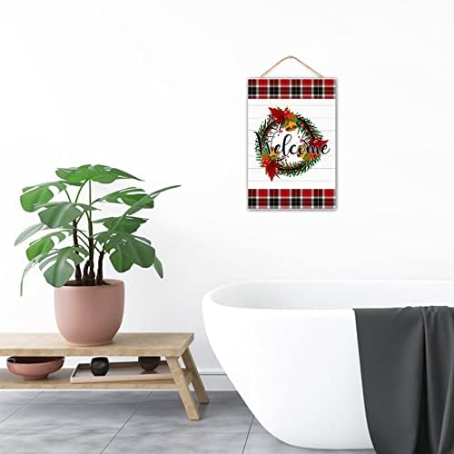 Winter Door Hanger Wreath Front Door Sign Farmhouse Porch Decor