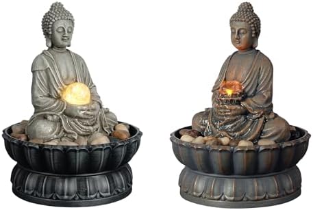 Kalona Zen Tabletop Buddha Fountain with LED and Rolling Ball