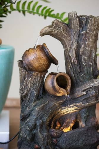 Rustic Broken Pot Water Fountain with LED Light