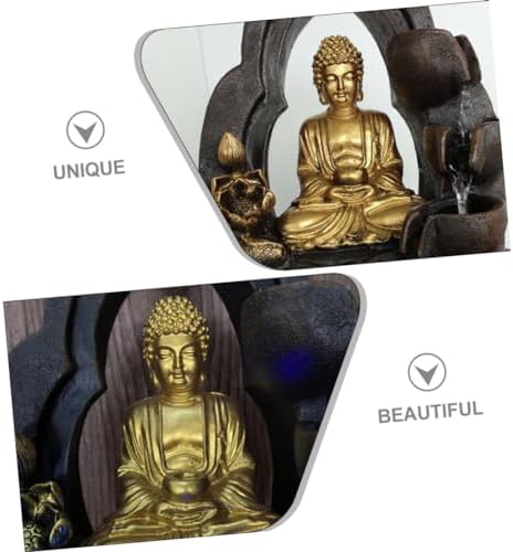 Buddha Waterfall Fountain LED Light Resin Indoor Decor