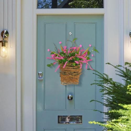 Wildflower Basket Wreath Door Hanger Decor