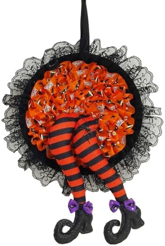 Halloween Witch Leg Wreath Front Door Decor