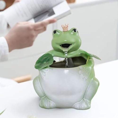 Cute Frog Tabletop Water Fountain with USB Pump