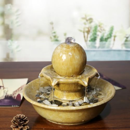 Modern Ceramic Tabletop Fountain for Home Office and Living Room