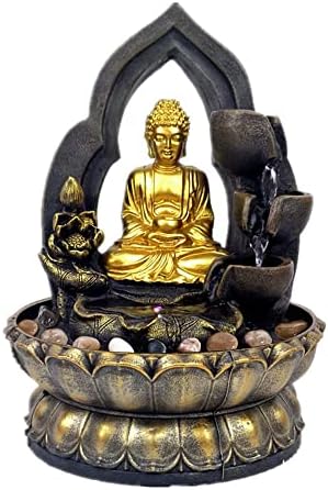 118 Inch Buddha Fountain with LED Light and Natural River Stones