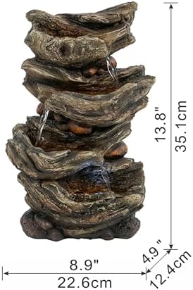 ESPIDOO 4-Tier Wood-Look Water Fountain with LED Light