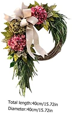 Cabilock White Hydrangea Garland Wreath Decor Front Door Hanger