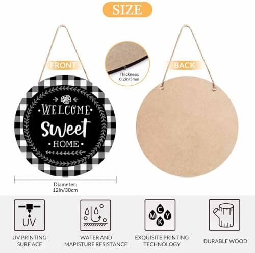 Welcome Wreath for Front Door Porch 12in Round Wall Decor