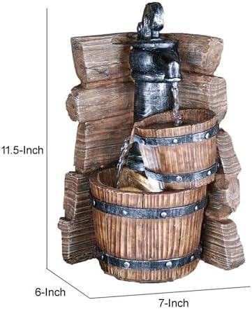 Benjara Tay 12 Inch Tabletop Water Fountain with LED Light