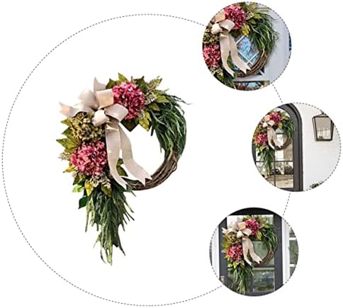 Cabilock White Hydrangea Garland Wreath Decor Front Door Hanger