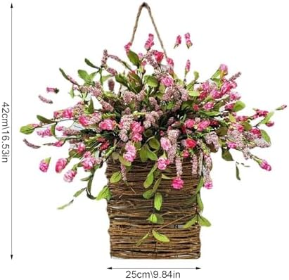 Wildflower Door Wreath Spring Summer Decor Farmhouse Welcome Sign for Home Wedding Mothers Day and Seasonal Celebrations