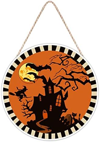 Happy Halloween Wood Sign Door Hanger 10x10in