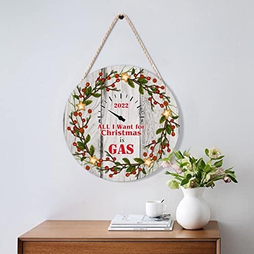 Farmhouse Door Hanger Christmas Wreath Funny 12x12 Wood Sign