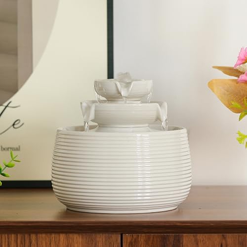 Ceramic Tabletop Fountain Indoor Outdoor Water Feature