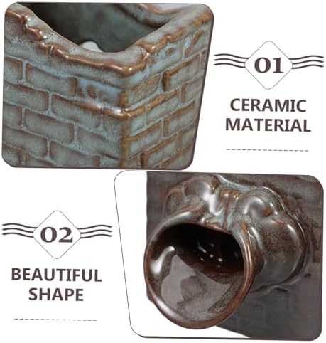 POPETPOP Rustic Water Fountain Ceramic Planter for Hydroponic and Fish Tank Decor