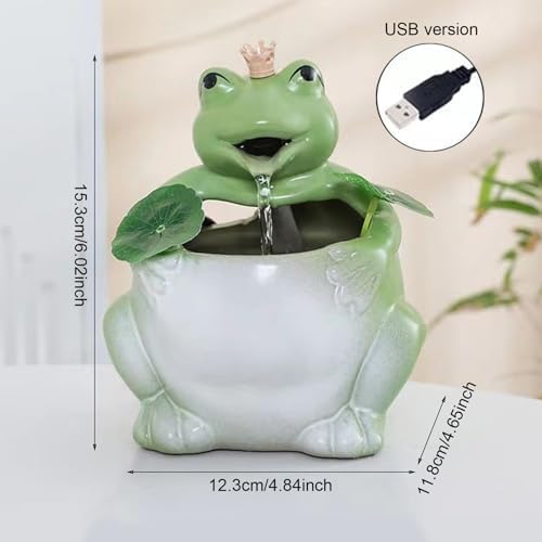 Cute Frog Tabletop Water Fountain with USB Pump