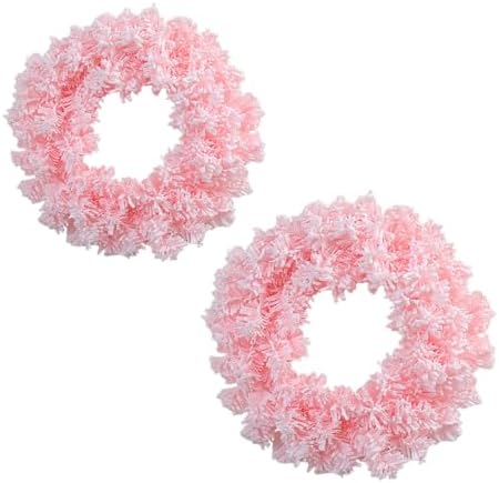 Light Pink Flocked Artificial Christmas Wreath
