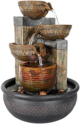 Relaxation Tabletop Fountain with LED Lights - Brown 157 Inch