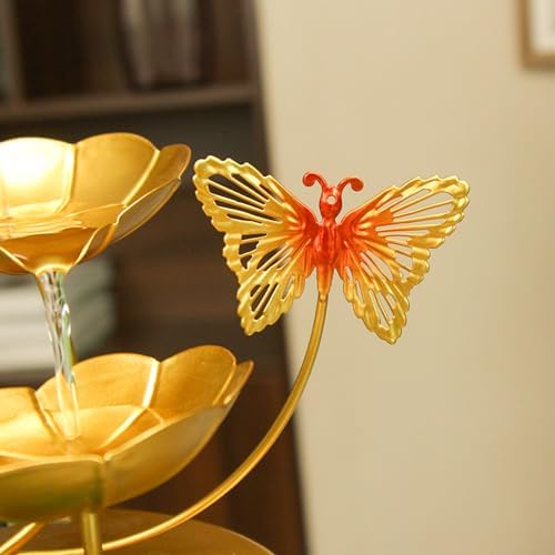LED Lotus Flower Tabletop Water Fountain with Butterfly and Fish Tank