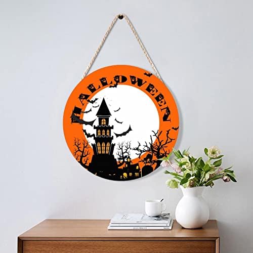 Halloween Door Hanger Wood Sign 12x12in