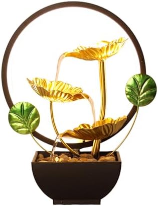 Elegant 3 Tiered Indoor Tabletop Fountain with LED Light and Natural Stones