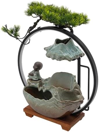 Tabletop Water Fountain with LED Light and Mist for Feng Shui and Meditation