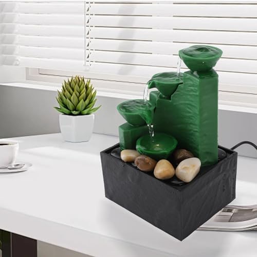 Emerald Green Tabletop Fountain with LED Light