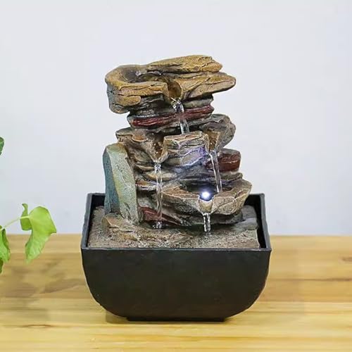 Modern Tabletop Waterfall Fountain with Rockery Design