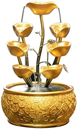 Gold Leaf Tabletop Fountain with Chinese Coin Decor