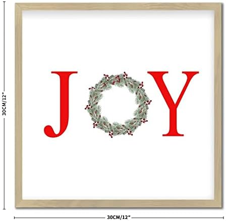 Letter Joy Winter Door Hanger Wreath Wood Framed Sign