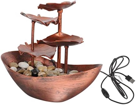 Luxshiny Waterfall Decor Tabletop Fountain with LED Light