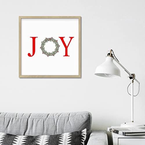 Letter Joy Winter Door Hanger Wreath Wood Framed Sign